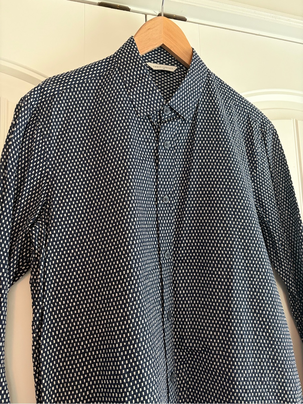 Chris Christy Men's Long Sleeve Button Down Collared Shirt Size Large (100) Blue - Picture 3 of 9